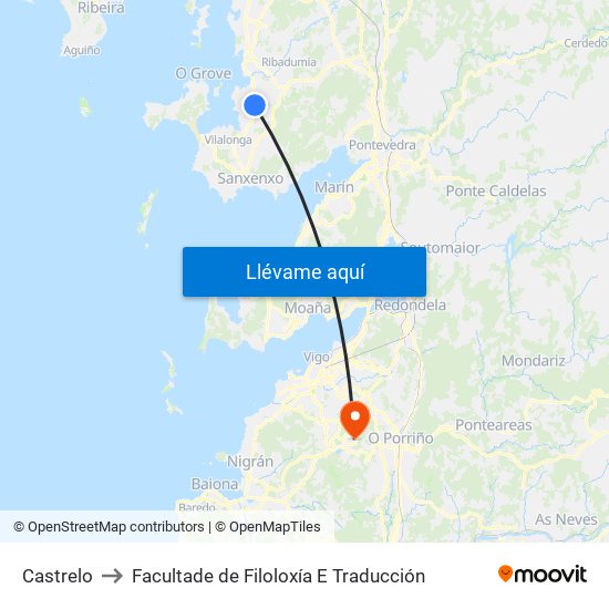 Castrelo to Facultade de Filoloxía E Traducción map