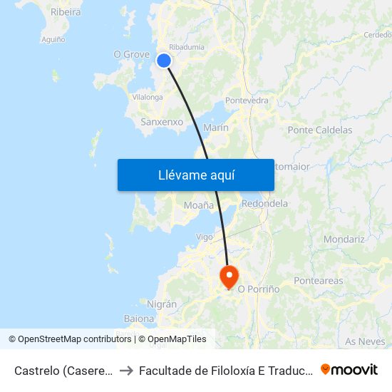 Castrelo (Caserello) to Facultade de Filoloxía E Traducción map