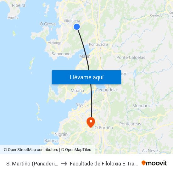 S. Martiño (Panadería Mob to Facultade de Filoloxía E Traducción map