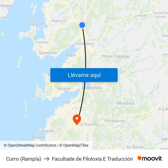 Curro (Rampla) to Facultade de Filoloxía E Traducción map