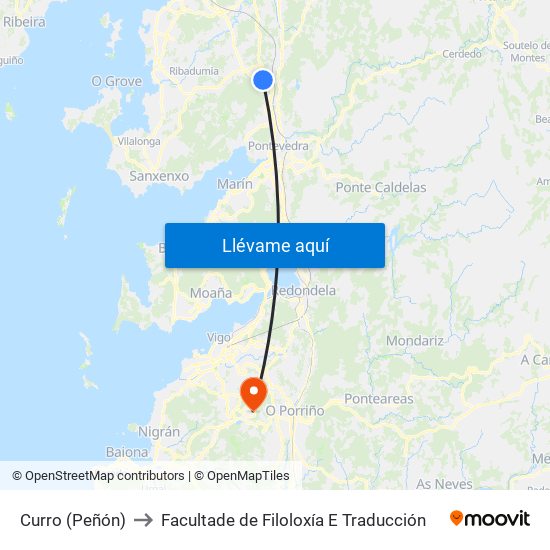 Curro (Peñón) to Facultade de Filoloxía E Traducción map
