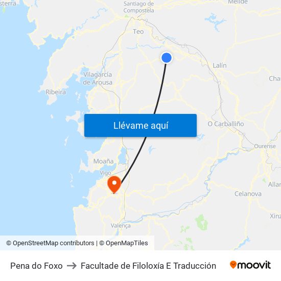 Pena do Foxo to Facultade de Filoloxía E Traducción map