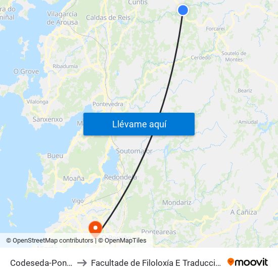 Codeseda-Ponte to Facultade de Filoloxía E Traducción map