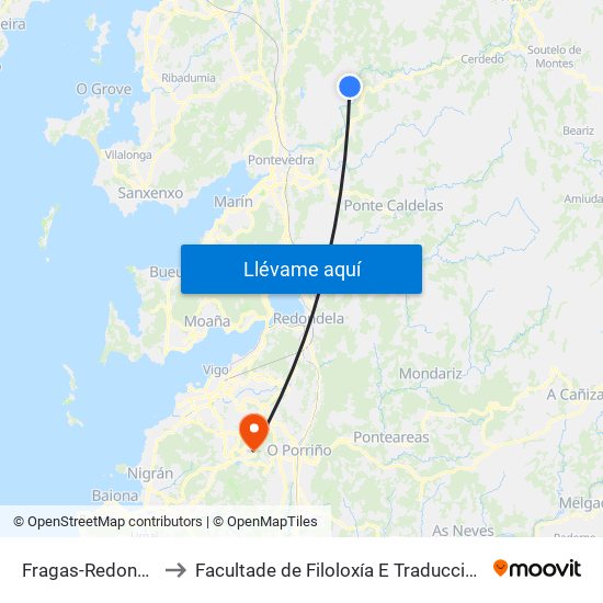 Fragas-Redonde to Facultade de Filoloxía E Traducción map