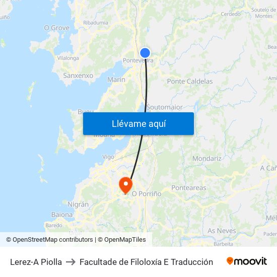 Lerez-A Piolla to Facultade de Filoloxía E Traducción map