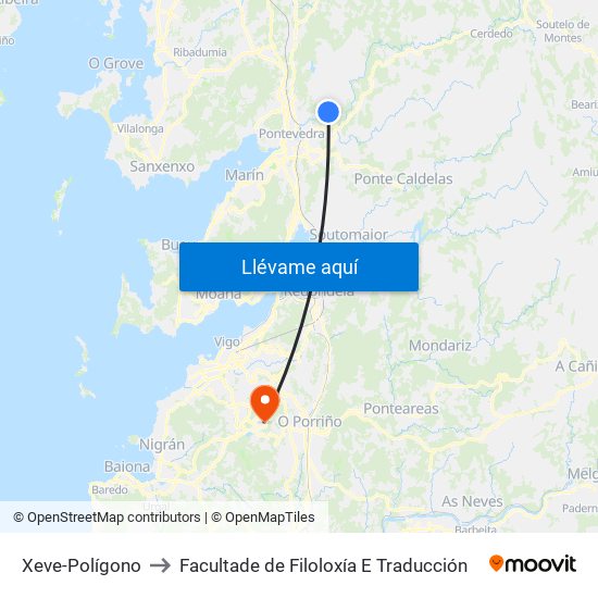 Xeve-Polígono to Facultade de Filoloxía E Traducción map