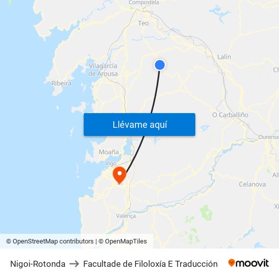 Nigoi-Rotonda to Facultade de Filoloxía E Traducción map