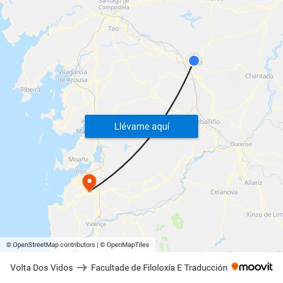 Volta Dos Vidos to Facultade de Filoloxía E Traducción map