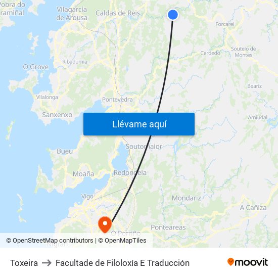 Toxeira to Facultade de Filoloxía E Traducción map