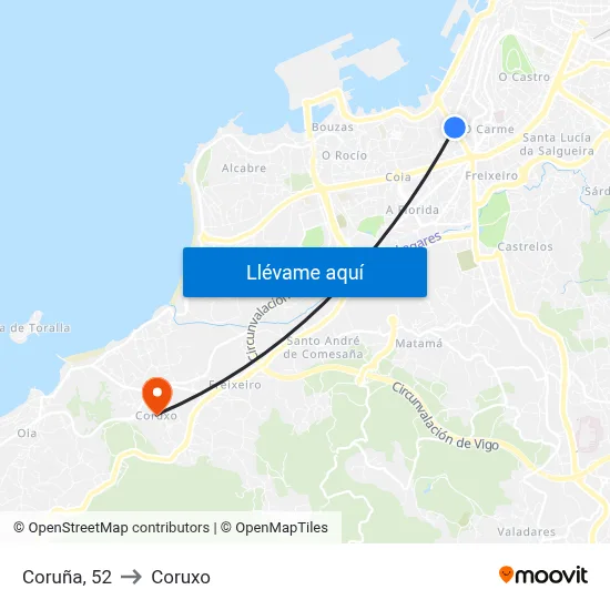 Coruña, 52 to Coruxo map