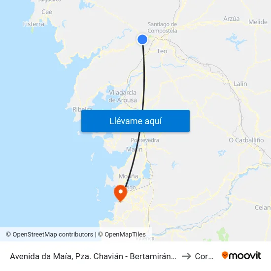 Avenida da Maía, Pza. Chavián - Bertamiráns (Ames) to Coruxo map