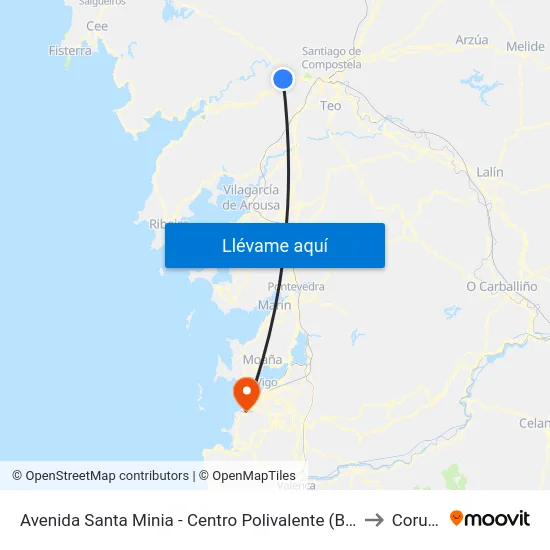 Avenida Santa Minia - Centro Polivalente (Brión) to Coruxo map