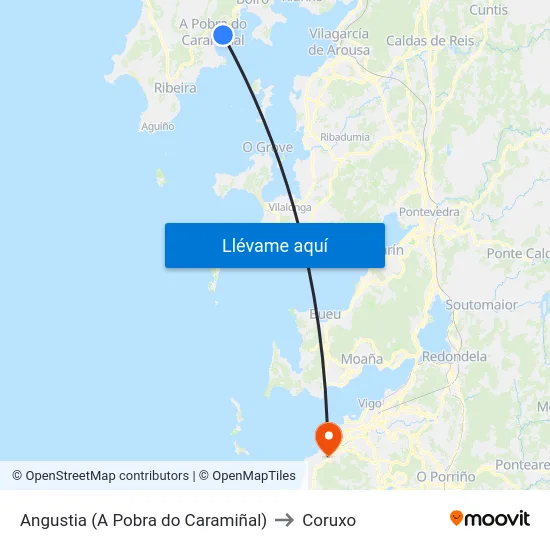 Angustia (A Pobra do Caramiñal) to Coruxo map