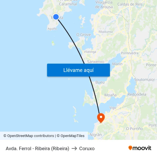 Avda. Ferrol - Ribeira (Ribeira) to Coruxo map