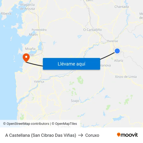 A Castellana (San Cibrao Das Viñas) to Coruxo map