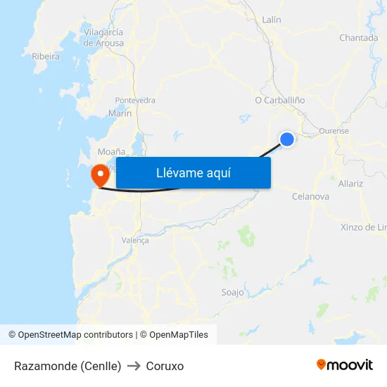Razamonde (Cenlle) to Coruxo map