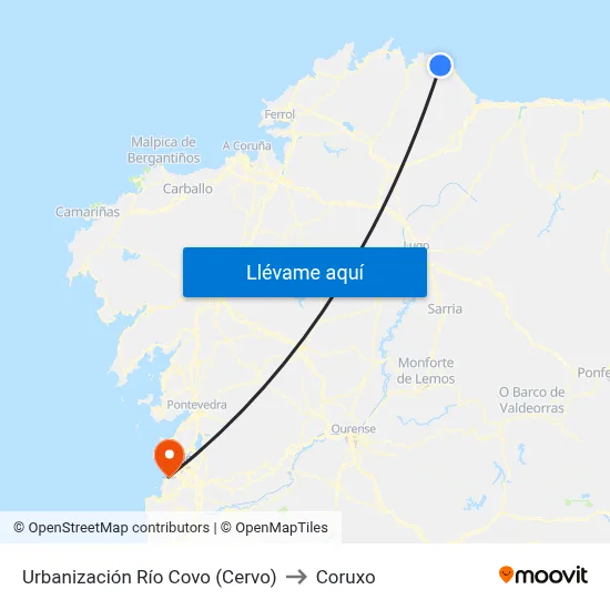 Urbanización Río Covo (Cervo) to Coruxo map