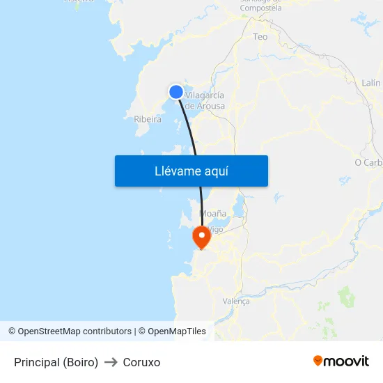 Principal (Boiro) to Coruxo map