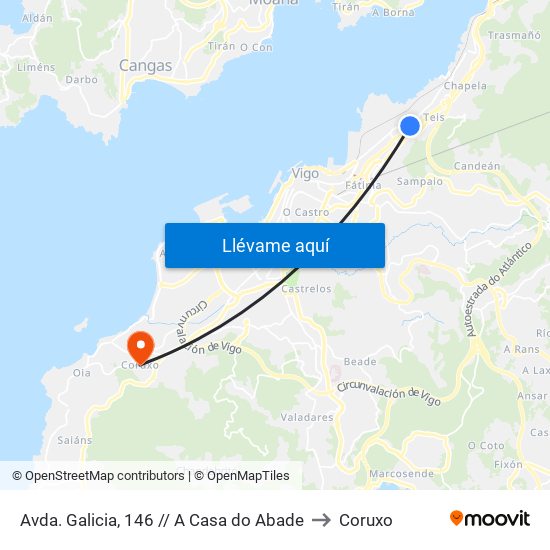Avda. Galicia, 146 // A Casa do Abade to Coruxo map