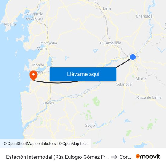 Estación Intermodal (Rúa Eulogio Gómez Franqueira) to Coruxo map