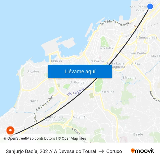 Sanjurjo Badía, 202 // A Devesa do Toural to Coruxo map