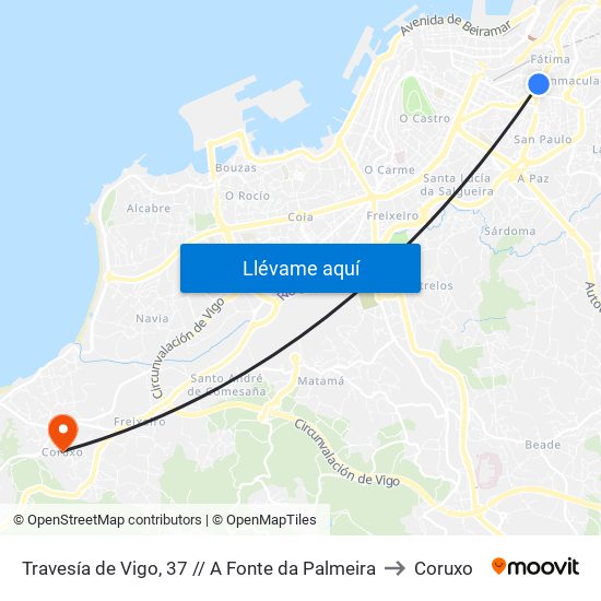 Travesía de Vigo, 37 // A Fonte da Palmeira to Coruxo map