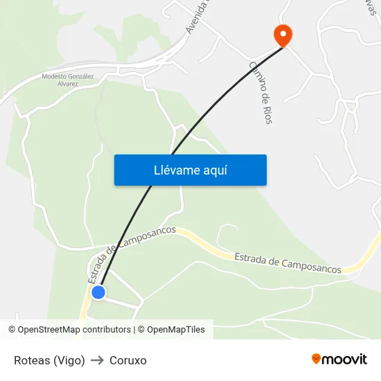 Roteas (Vigo) to Coruxo map