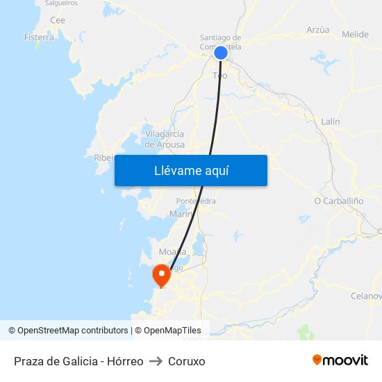 Praza de Galicia - Hórreo to Coruxo map