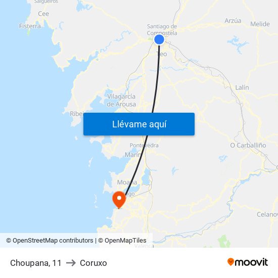 Choupana, 11 to Coruxo map
