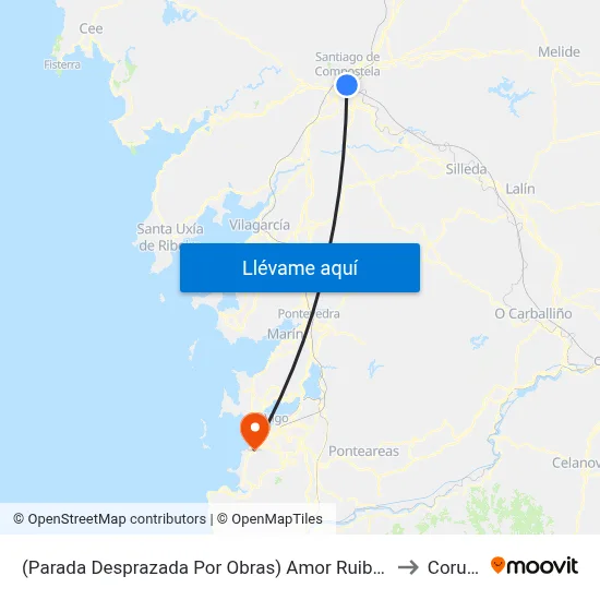 (Parada Desprazada Por Obras) Amor Ruibal, 17 to Coruxo map