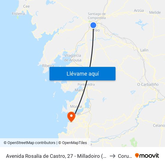 Avenida Rosalía de Castro, 27 - Milladoiro (Ames) to Coruxo map
