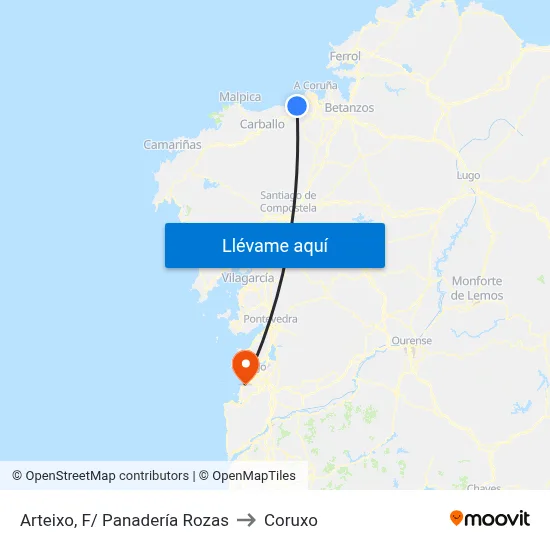 Arteixo, F/ Panadería Rozas to Coruxo map