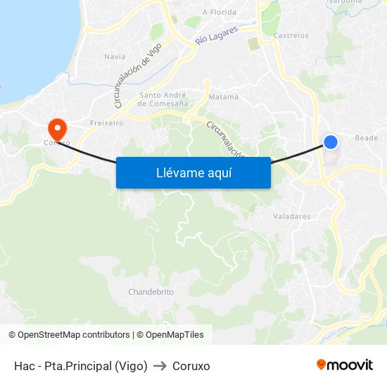 Hac - Pta.Principal (Vigo) to Coruxo map