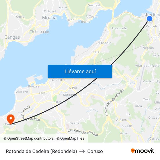 Rotonda de Cedeira (Redondela) to Coruxo map