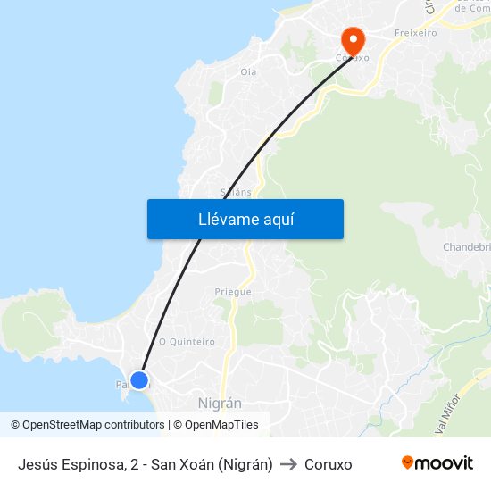 Jesús Espinosa, 2 - San Xoán (Nigrán) to Coruxo map