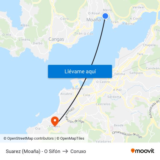 Suarez (Moaña) - O Sifón to Coruxo map
