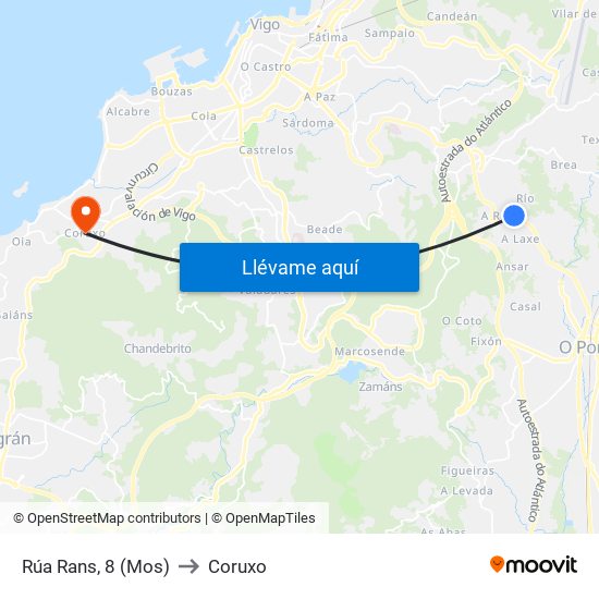 Rúa Rans, 8 (Mos) to Coruxo map