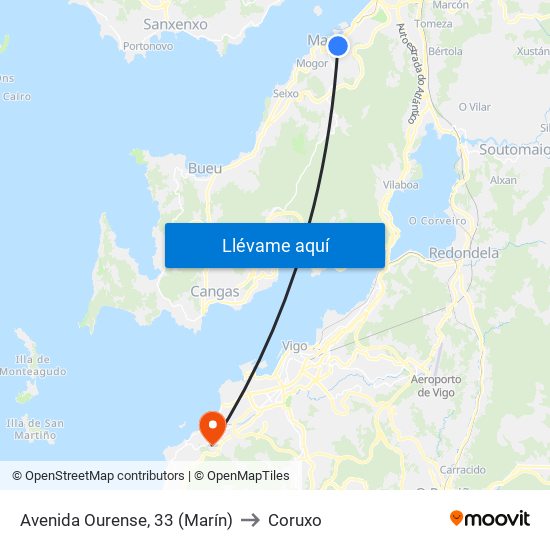 Avenida Ourense, 33 (Marín) to Coruxo map