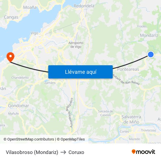 Vilasobroso (Mondariz) to Coruxo map