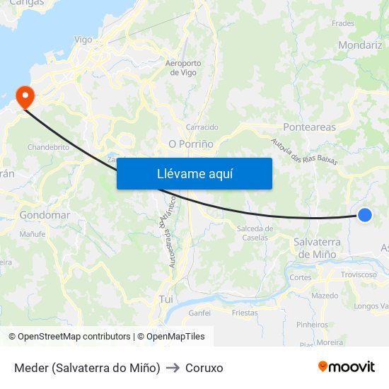 Meder (Salvaterra do Miño) to Coruxo map