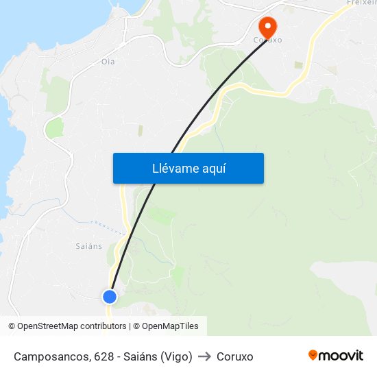 Camposancos, 628 - Saiáns (Vigo) to Coruxo map