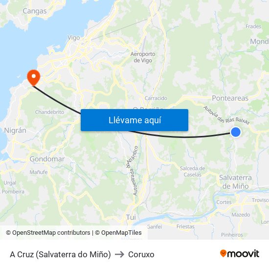 A Cruz (Salvaterra do Miño) to Coruxo map