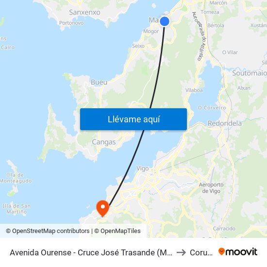 Avenida Ourense - Cruce José Trasande (Marín) to Coruxo map