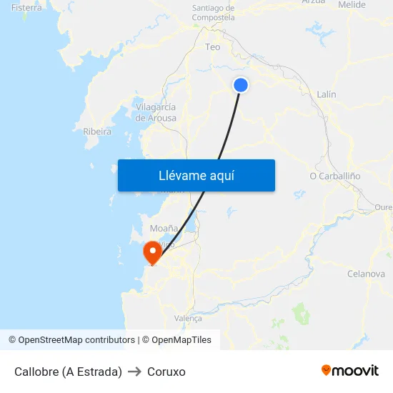 Callobre (A Estrada) to Coruxo map