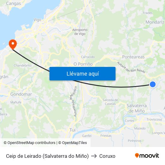 Ceip de Leirado (Salvaterra do Miño) to Coruxo map