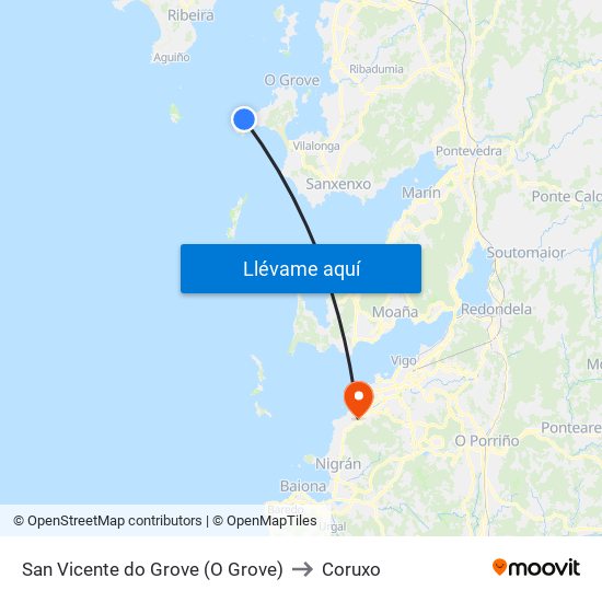 San Vicente do Grove (O Grove) to Coruxo map