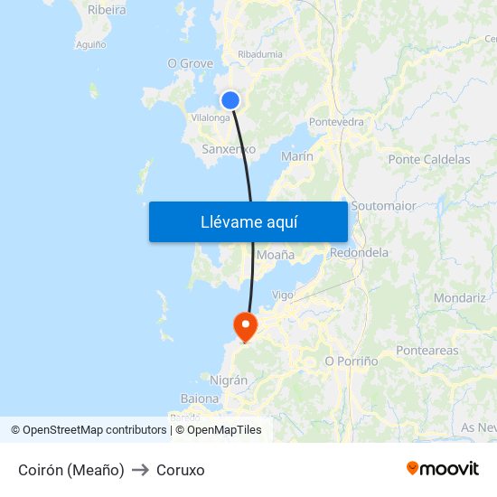Coirón (Meaño) to Coruxo map