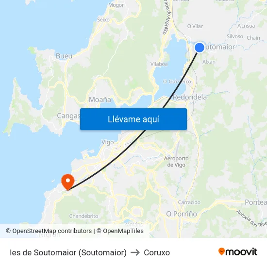 Ies de Soutomaior (Soutomaior) to Coruxo map