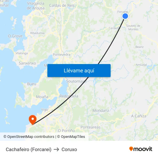 Cachafeiro (Forcarei) to Coruxo map