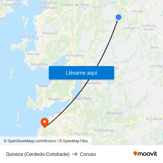Quireza (Cerdedo-Cotobade) to Coruxo map